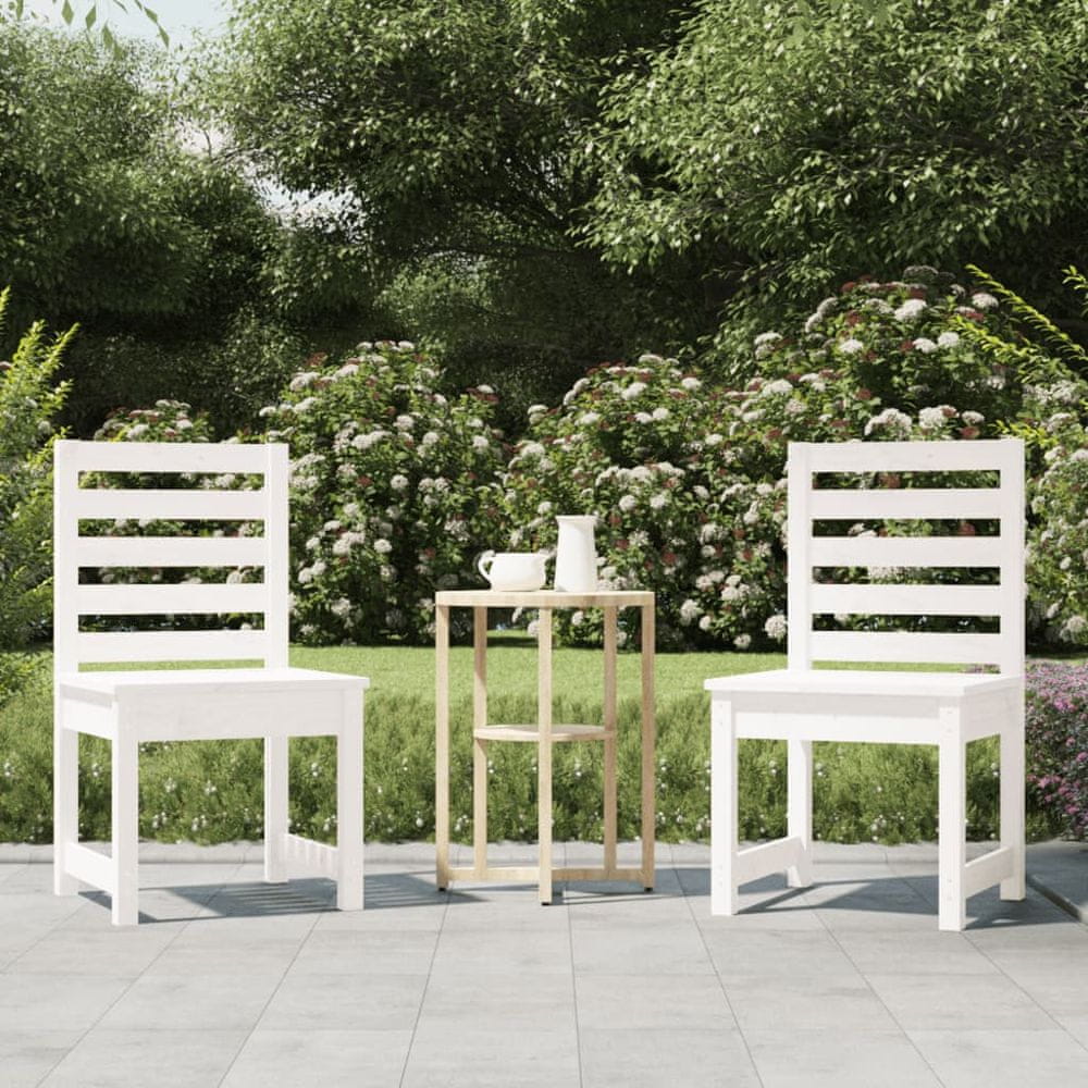 Vidaxl Záhradné stoličky 2 ks biele 40,5x48x91,5 cm borovicový masív